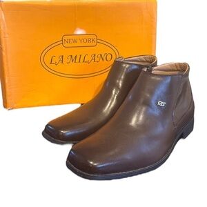 La Milano brown leather ankle boots bootie dress boots 10.5
